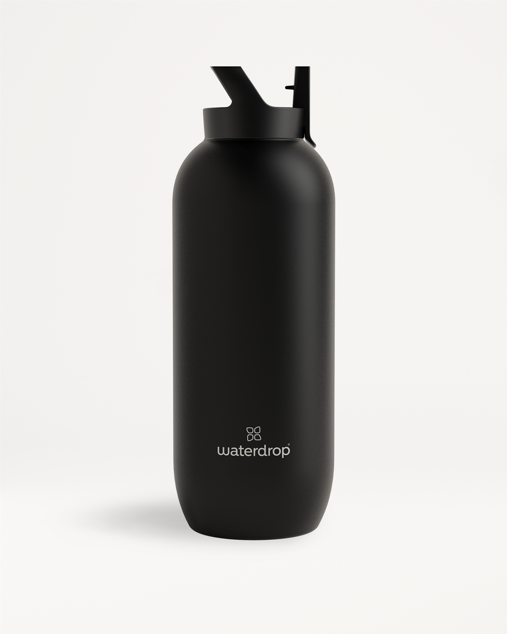 All-Purpose Thermo ? Straw Lid: Black stainless steel water bottle with a screw-on straw lid, designed for keeping drinks cold for up to 24 hours.